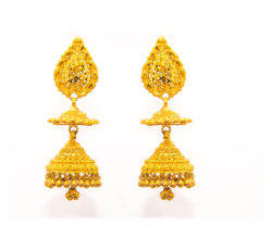 Artistic handmade gold earrings.