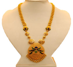Nepali long gold necklaces.